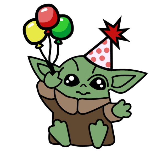 Cortador - Baby Yoda Con Gorro de Cumpleaños