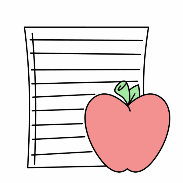 Cortador - Hoja de Cuaderno con Manzana