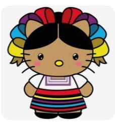 CORTADOR DE GALLETAS CON SELLO MARCADOR HELLO KITTY MUÑECA MEXICANA