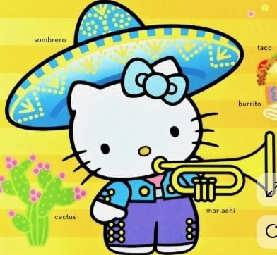 CORTADOR DE GALLETAS CON SELLO HELLO KITTY CON SOMBRERO Y TROMPETA10 CM