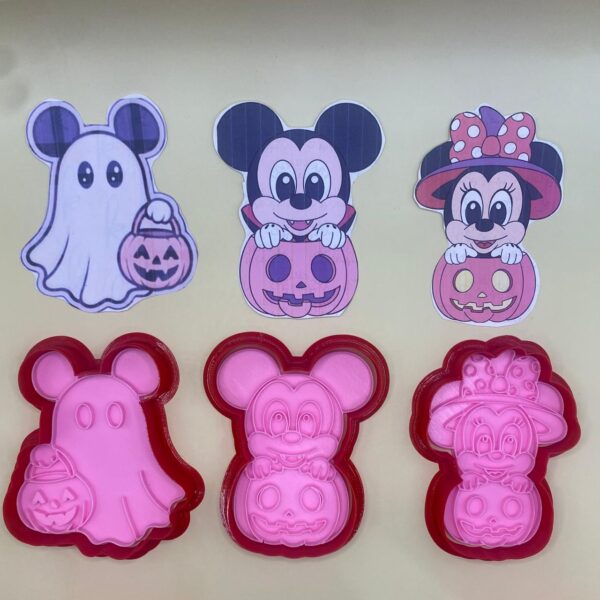 3 CORTADORES CON SELLO MARCADOR 10 CM MICKEY MOUSE HALLOWEEN