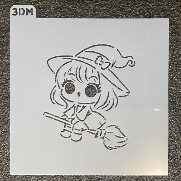 STENCIL BRUJA 12 X 12 CM FIGURA EN 8 CM