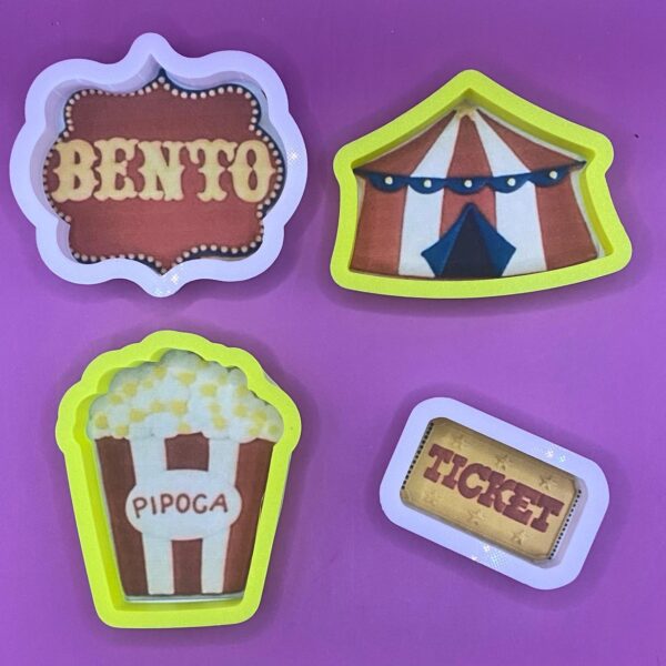 4 CORTADORES 10 CM CIRCO CARPA PALOMITAS