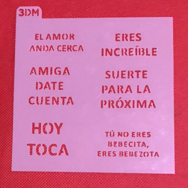 STENCIL 12 X 12 CM FRASES PARA MANITA DE LA SUERTE