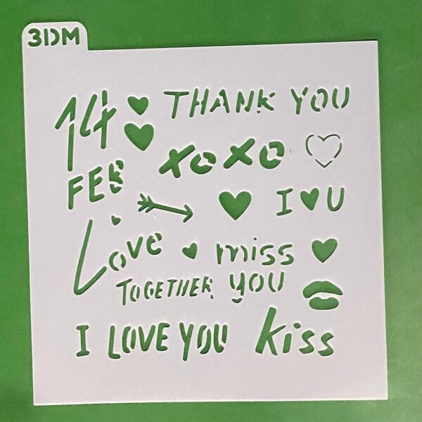 STENCIL 12 X 12 CM FRASES SAN VALENTIN