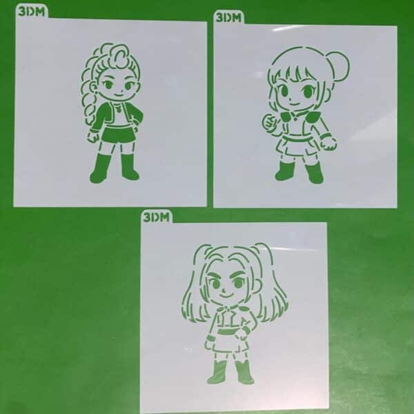 KIT 3 STENCILS GUERRERAS K-POP FIGURAS EN 9 CM