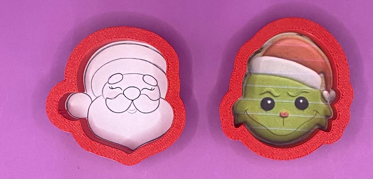 2 CORTADORES DE GALLETA SANTA Y GRINCH 8 CM