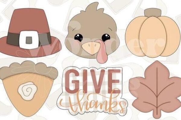 6 CORTADORES DE GALLETAS THANKSGIVING MINIS 5 CM