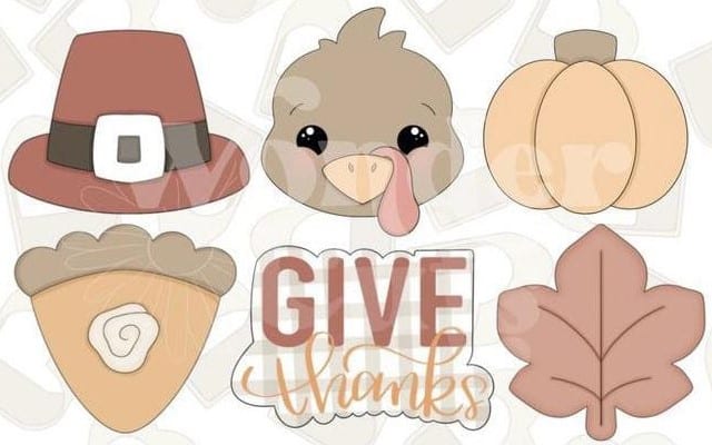6 CORTADORES DE GALLETAS THANKSGIVING MINIS 5 CM