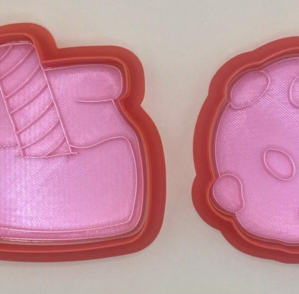 2 CORTADORES DE GALLETA VASO DE LECHE Y GALLETA CON SELLO MARCADOR 8 CM