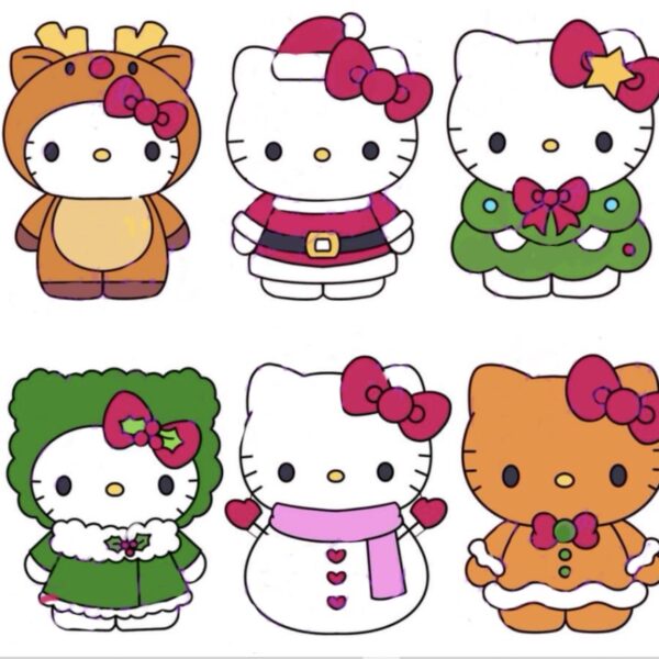 6 CORTADORES DE GALLETA HELLO KITTY NAVIDAD 8 CM