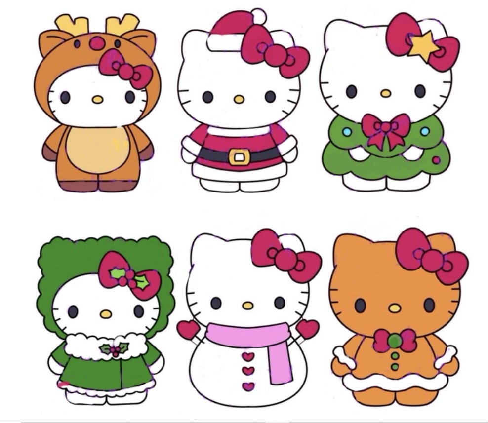 6 CORTADORES DE GALLETA HELLO KITTY NAVIDAD 8 CM