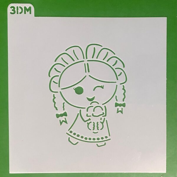 STENCIL MUÑECA MEXICANA CON CONO DE NIEVE FIGURA EN 8 CM