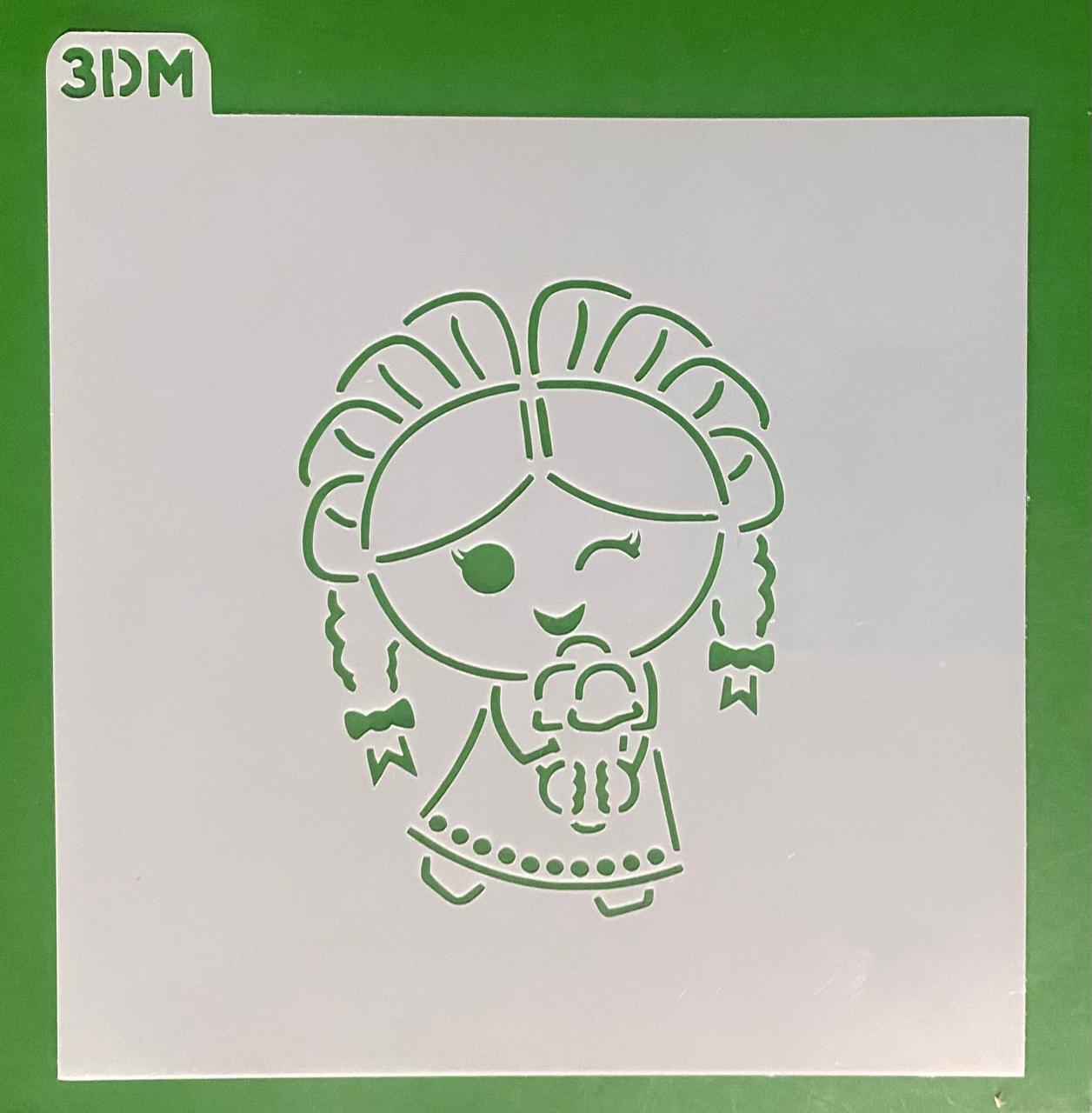 STENCIL MUÑECA MEXICANA CON CONO DE NIEVE FIGURA EN 8 CM