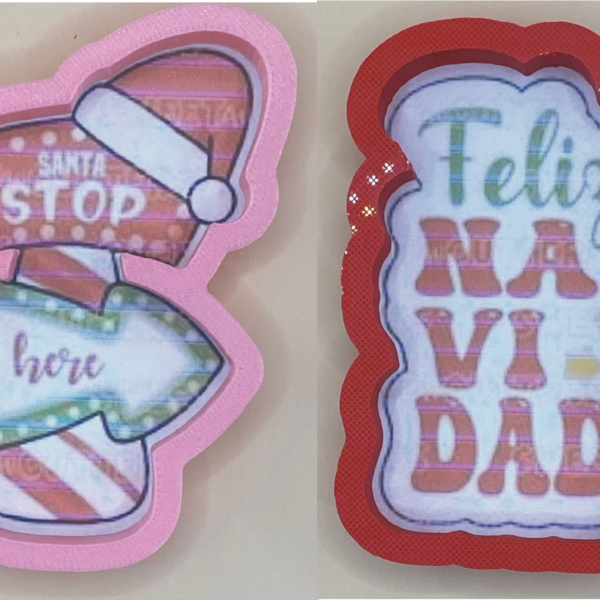 2 CORTADORES DE GALLETA LETREROS NAVIDAD 9 CM
