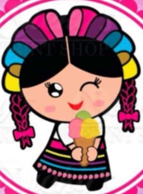 STENCIL MUÑECA MEXICANA CON CONO DE NIEVE FIGURA EN 8 CM - Imagen 2