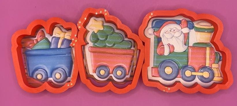 3 CORTADORES DE GALLETAS TRENECITO NAVIDEÑO 11CM 9.5CM Y 8.5CM